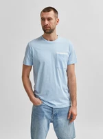 Svetlomodré tričko s vreckom Selected Homme Robert - MUŽI