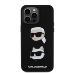 Zadní kryt Karl Lagerfeld Liquid Silicone Karl and Choupette Heads pro Apple iPhone 15 Pro Max, černá