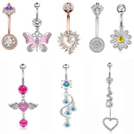 Steel Helix Five-pointed Star Cubic Zirconia Cartilage Earring Dangling Navel Belly Button Ring Belly Piercing Jewelry