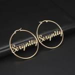 Sipuris Stainless Steel Personalized Customize Name Hoop Earrings Jewelry For Women Girls Circle Earring Fashion 30-60 MM