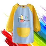 Cute Cartoon Long Sleeved Children's Bib Kids Boys Girls Art Craft Painting Apron Baby Feeding Smock For Student