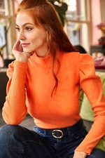 Olalook Women's Orange Princess Lycra Sleeve Blouse