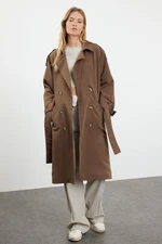 Trendyol Brown Oversize Belted Trench Coat