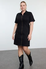 Trendyol Curve Black Comfort Denim Plus Size Dress