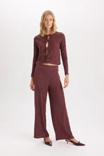 DEFACTO Wide Leg Wide Leg Elastic Waist Basic Plain Crepe Trousers