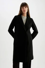 DEFACTO Regular Fit Double Breasted Collar Snap Fastener Pocket Long Cashmere Coat