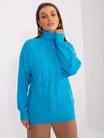 Blue women's sweater with cuffs