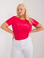 Plus Size Red Casual Cotton T-Shirt