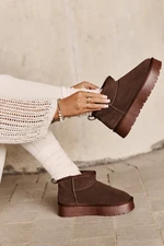 Fashion Suede Low Snow Boots Brown Nucca