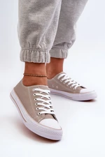 Women's Material Classic Low-Top Sneakers Dark Beige Lennabella