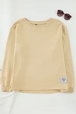 Trendyol Curve Beige Regular/Normal Pattern Crew Neck Knitted Plus Size Sweatshirt