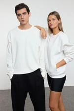 Trendyol Unisex Ecru Oversize/Wide Cut Fabric Mix Basic Sweatshirt