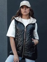 Women's quilted vest with hood COLINE black Dstreet