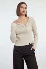 Trendyol Beige Premium Yarn/Special Yarn Knitwear Cardigan