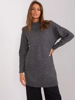 Dark gray long oversize turtleneck sweater