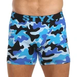 Men's boxers Styx long art sports rubber camouflage blue