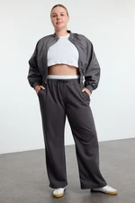 Trendyol Curve Anthracite Wide Leg Waist Detailed Knitted Sweatpants