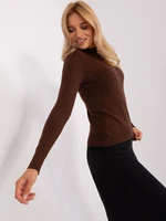 Dark brown fitted turtleneck sweater