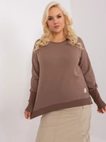 Brown plus size blouse with long sleeves