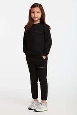 GRIMELANGE Jabor Girl's Embroidered Crew Neck Comfort Black Tracksuit Set