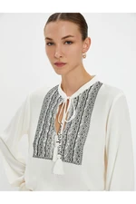 Koton Bohemian Blouse with Embroidery Detail Long Sleeve