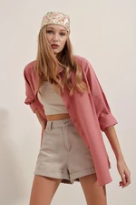 Bigdart 3900 Oversize Long Basic Shirt - Pale Pink