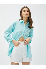 Koton Oversized Shirt with Stones and Long Sleeved Cotton