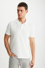 GRIMELANGE RAMADANP005 Men's 100% Cotton Ecru Polo Neck T-shir