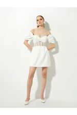 Koton Bridal Mini Dress Off Shoulder Corset Detail