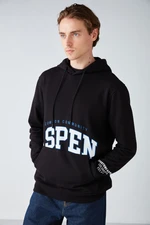 GRIMELANGE Aspen Men's Hooded Printed Fleece Inner Black Sweatshirt