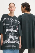 Bavlnené tričko Y/Project EVERGREEN PARIS' BEST PINCHED T-SHIRT čierna farba, s potlačou, 204TS002