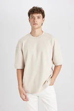 DEFACTO Loose Fit Crew Neck Heavy Fabric Short Sleeve Basic Plain T-Shirt