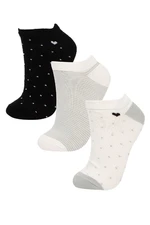 DEFACTO Women's 3-Piece Cotton Booties Socks