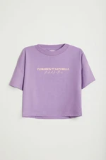 GRIMELANGE AGATE-GRM24025 100% cotton printed short sleeve girls t-shirt Lilac T-Shirt