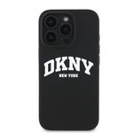 Zadní kryt DKNY Liquid Silicone Arch Logo MagSafe pro Apple iPhone 16 Pro, černá