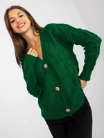 Dark green openwork cardigan with buttons RUE PARIS