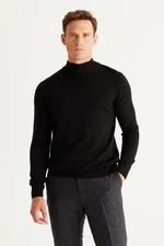 ALTINYILDIZ CLASSICS Men's Black Anti-pilling Anti-pilling Standard Fit Half Turtleneck Knitwear Sweater