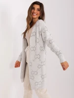 Light grey patterned cardigan with pockets