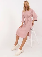 Dark Pink Simple Casual Dress with Pocket