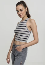 Women's T-Shirt Rib Stripe Cropped Top Dark/White/Grey