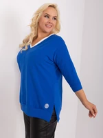 Plus Size Cotton Blouse Cobalt Blue