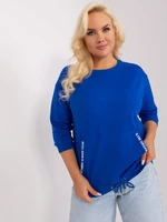 Plus size cobalt blue blouse with drawstrings