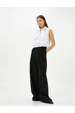 Koton Crop Poplin Shirt Sleeveless Cargo Pocket Cuff Collar Buttoned