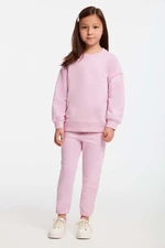 GRIMELANGE Jabor Girl's Embroidered Crew Neck Comfort Pink Tracksuit Set