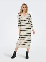 Cream women's striped sweater midi dress ONLY New Tessa - Women's