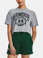 Šedé dámske športové tričko Under Armour UA COLLEGIATE CREST CROP SS