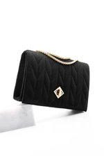 Marjin Women's Gold-colored Chain Shoulder Bag Delbin Black Suede