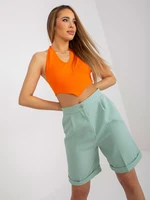 Mint Long Elegant Shorts with Pockets