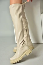 Fox Shoes Nude Women's Thick-soled Notebook Boots