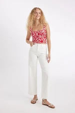 DEFACTO Wide Leg Normal Waist Wide Leg White Long Jean Trousers